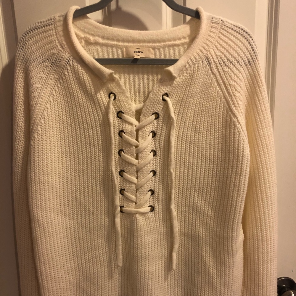 Lace Up Sweater